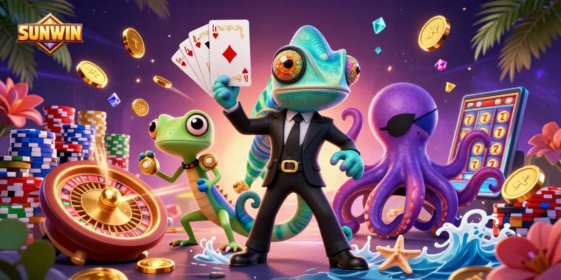 SUNWIN reveals a lively casino scene with colorful characters and exciting game elements