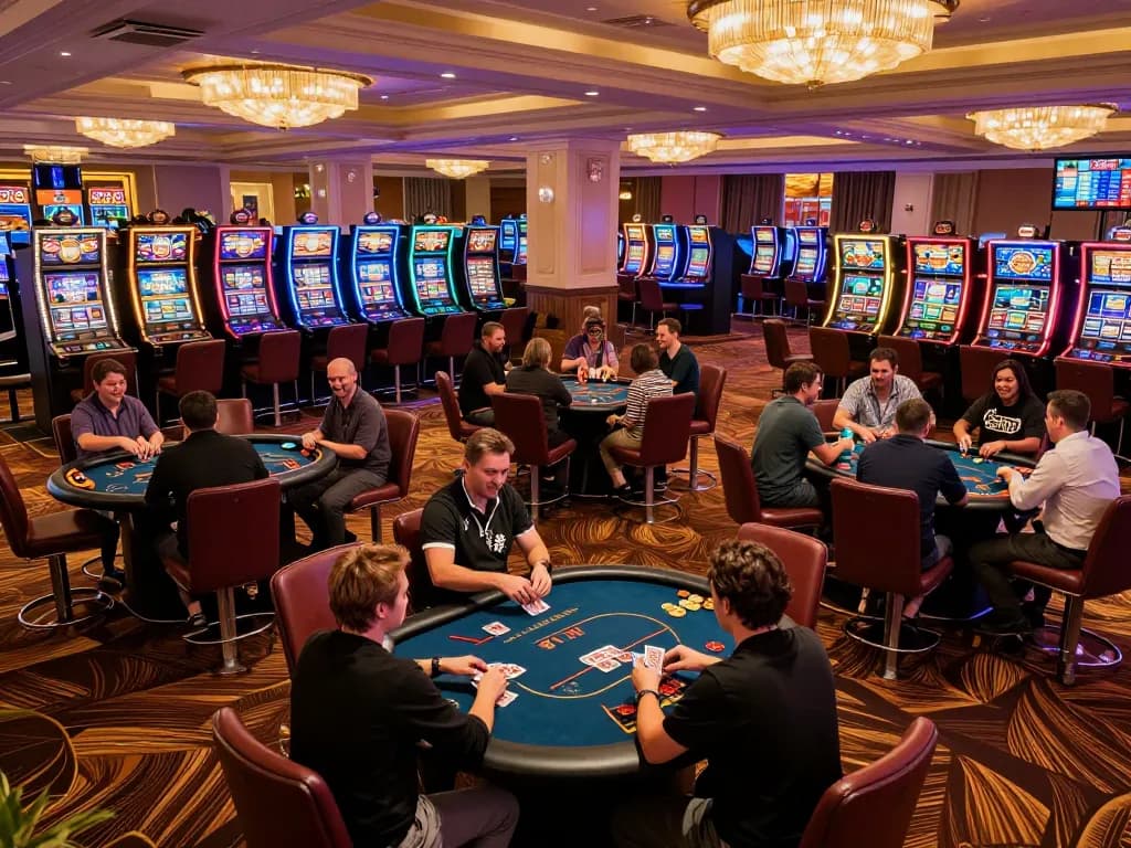 Players enjoying a vibrant casino atmosphere at Ta88 with live games and engaging decor.