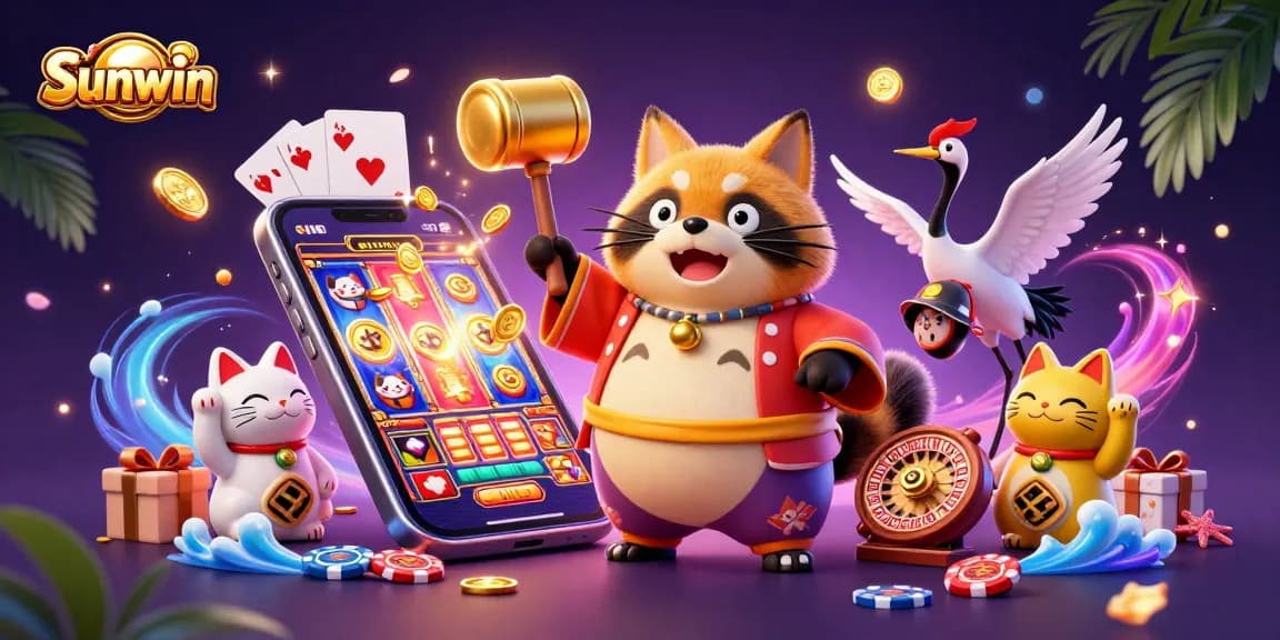 Experience thrilling gameplay with Sunwin's vibrant casino games, highlighted by a colorful slot game scene.