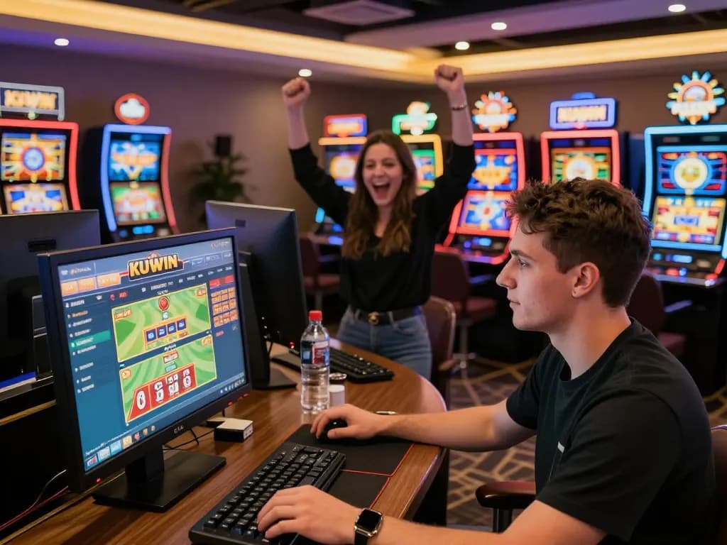 Engaged players using KUWIN for online gambling excitement.