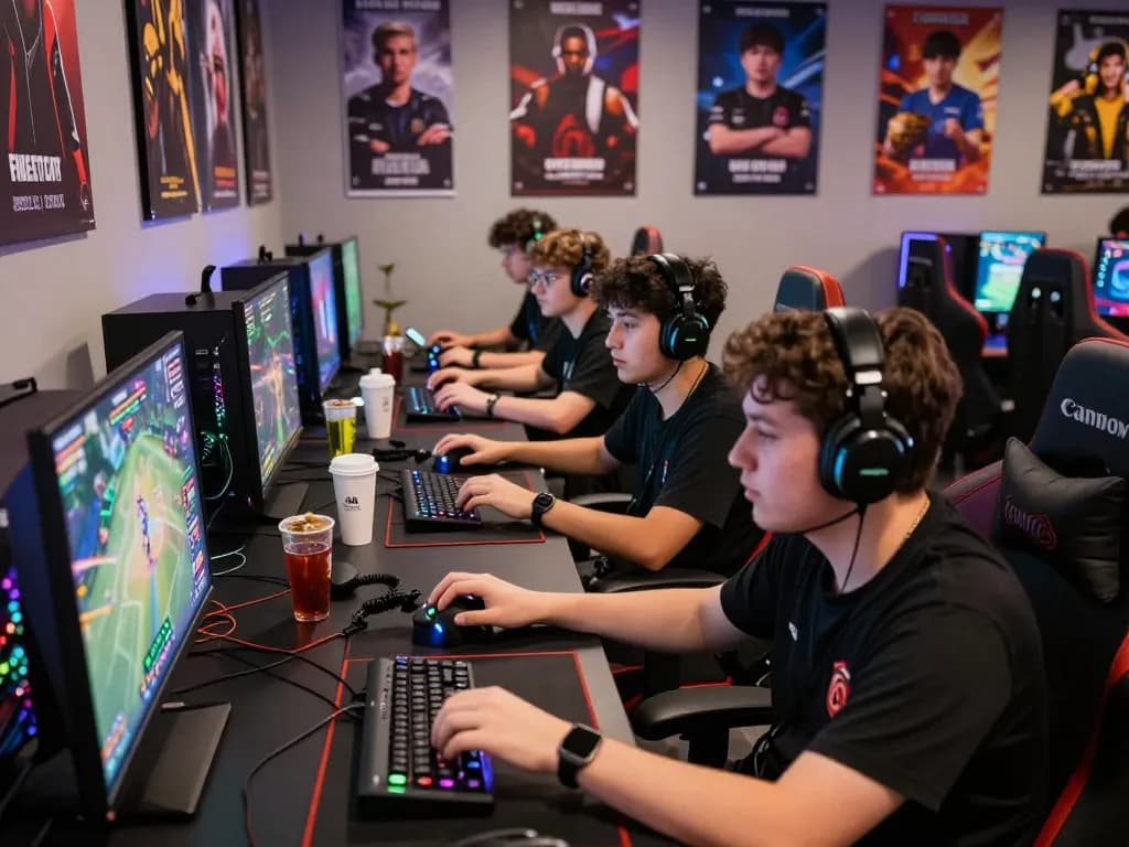 Dynamic esports betting scene at a gaming lounge showcasing enthusiastic players and live matches from https://gglbetsg.org/gglbet-sg/singapore-esports-betting-guide/.