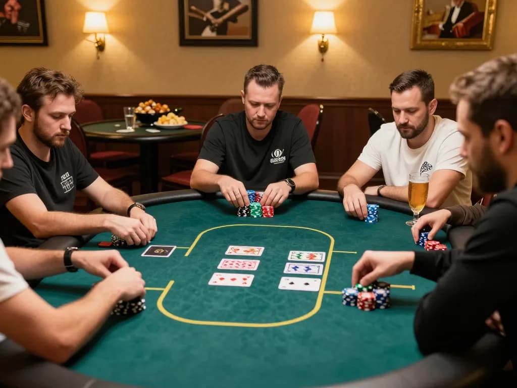 Players strategizing in an exciting SC88 online poker game with chips scattered across the table.
