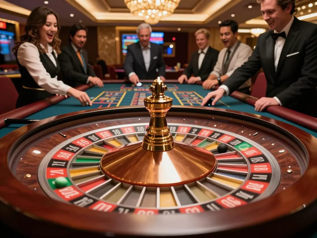 Action-packed roulette game at SC88 casino with players engaged in betting and croupier spinning the wheel.