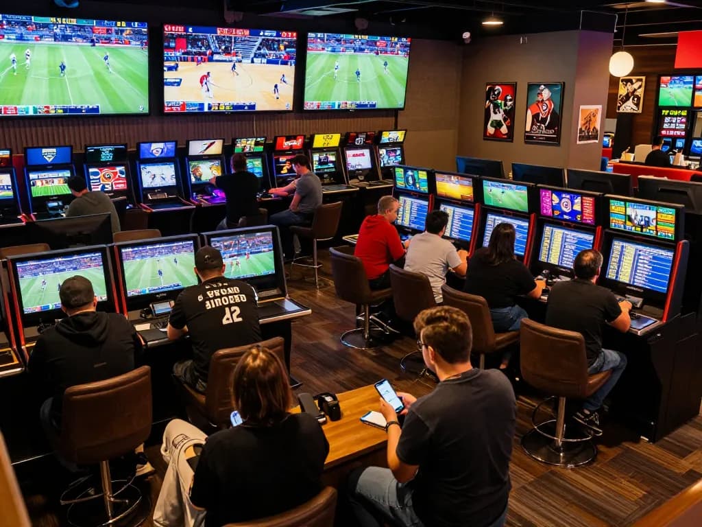 Bsport mobile betting experience with bettors engaged in placing live wagers during a sporting event.