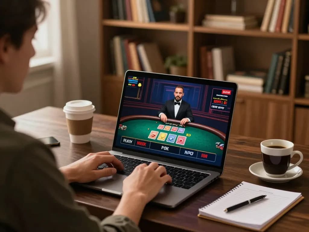 Experience the thrill of online gambling with 555win as players engage in live dealer games from home.
