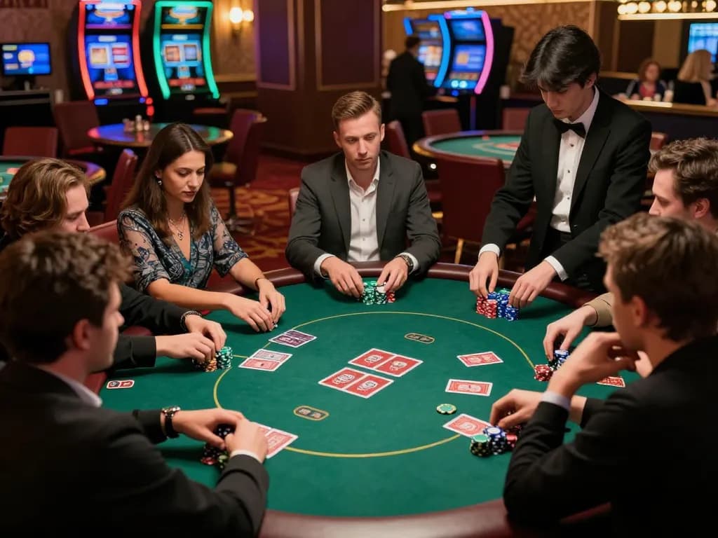 Players engaging in an exciting poker game at 888New casino, showcasing strategic decision-making.