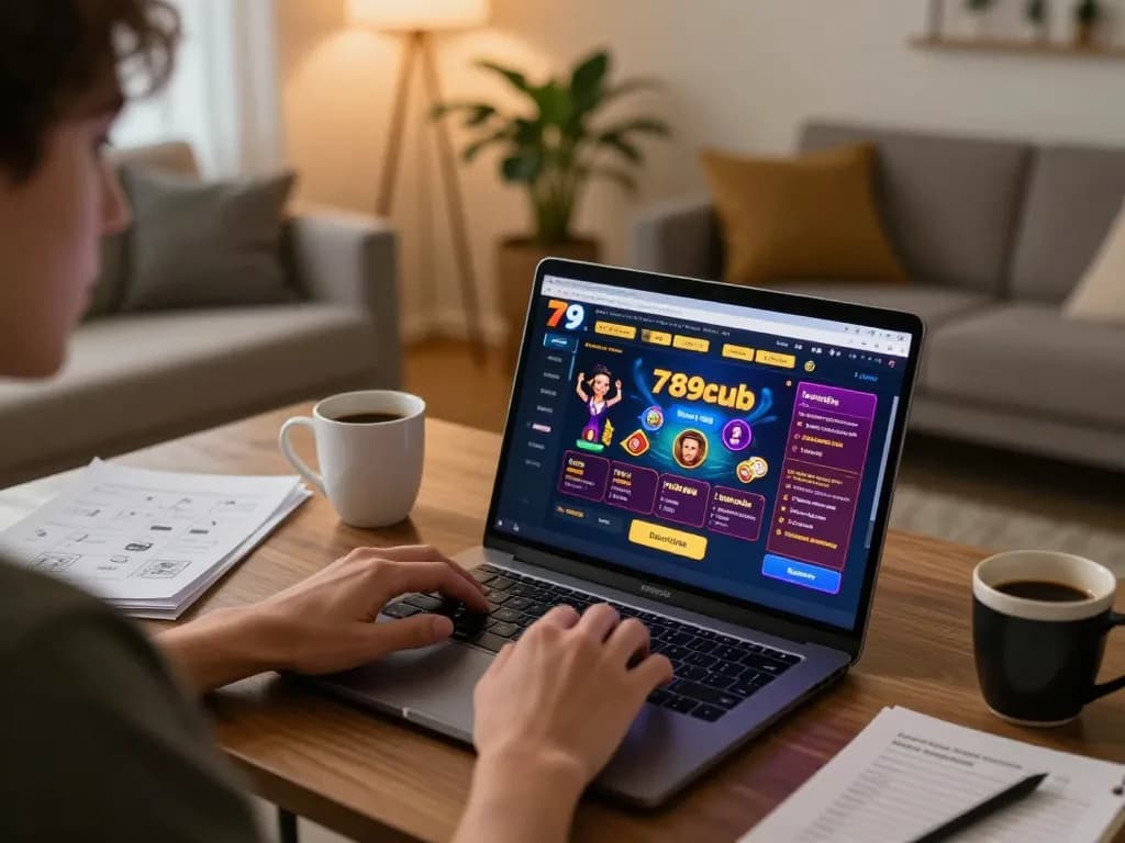 Engaging with 789club online casino interface from home while employing strategic gameplay.