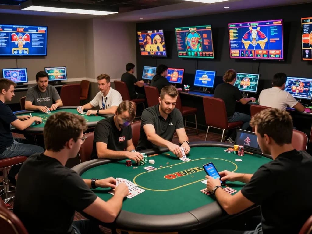 Players enjoying an exciting poker game at ho88 online casino, showcasing vibrant gameplay experience.