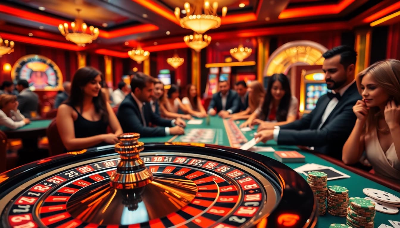 Experience thrilling gameplay at RR88 with vibrant casino tables and engaging players.
