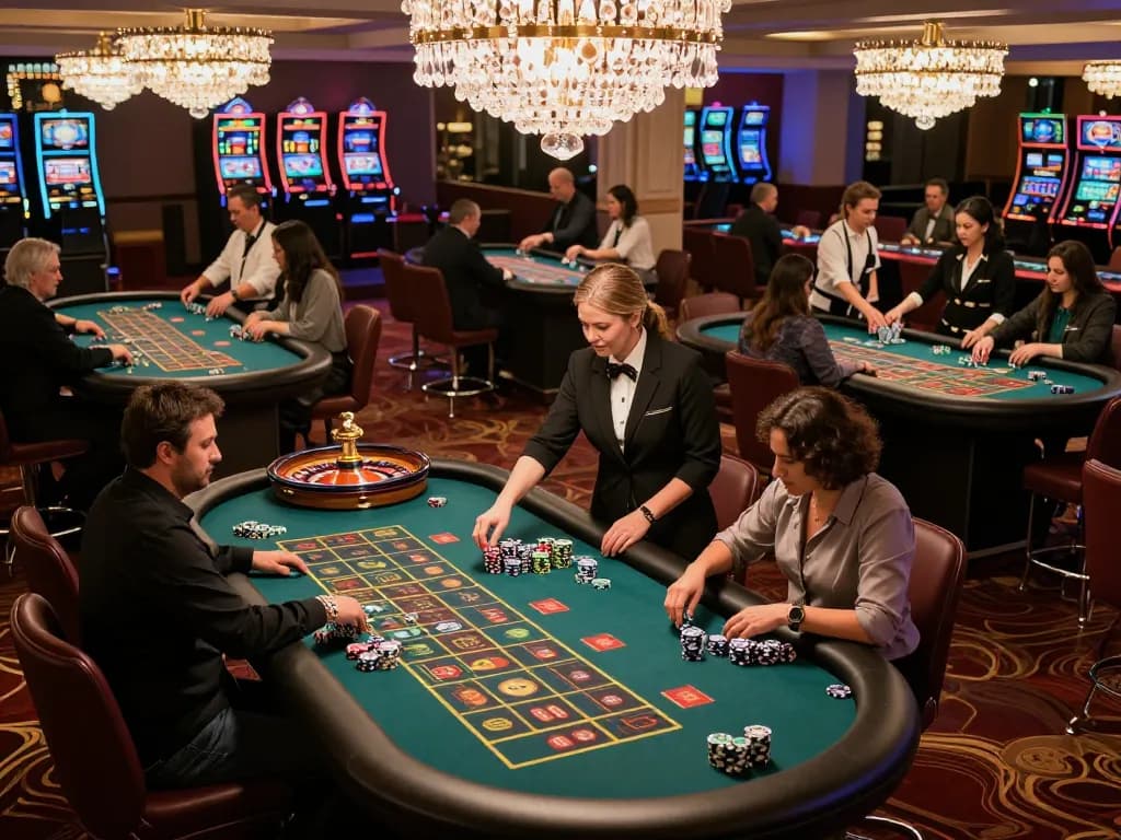 Players engaging in thrilling bets at 789CLUB roulette tables, showcasing vibrant casino atmosphere