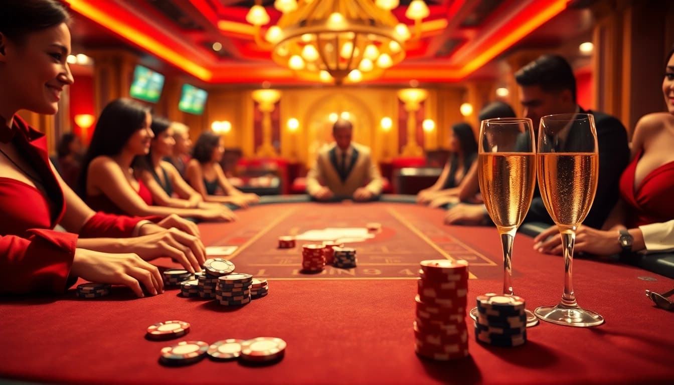 Experience the excitement of 18vip娱乐 with a vibrant casino scene showcasing players at a gaming table.