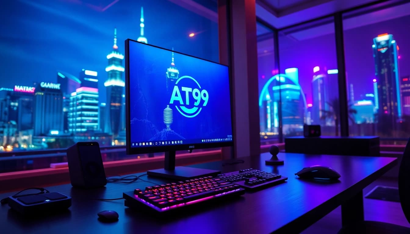 Experience the thrill of AT99娛樂城 through an engaging gaming atmosphere with a modern setup.