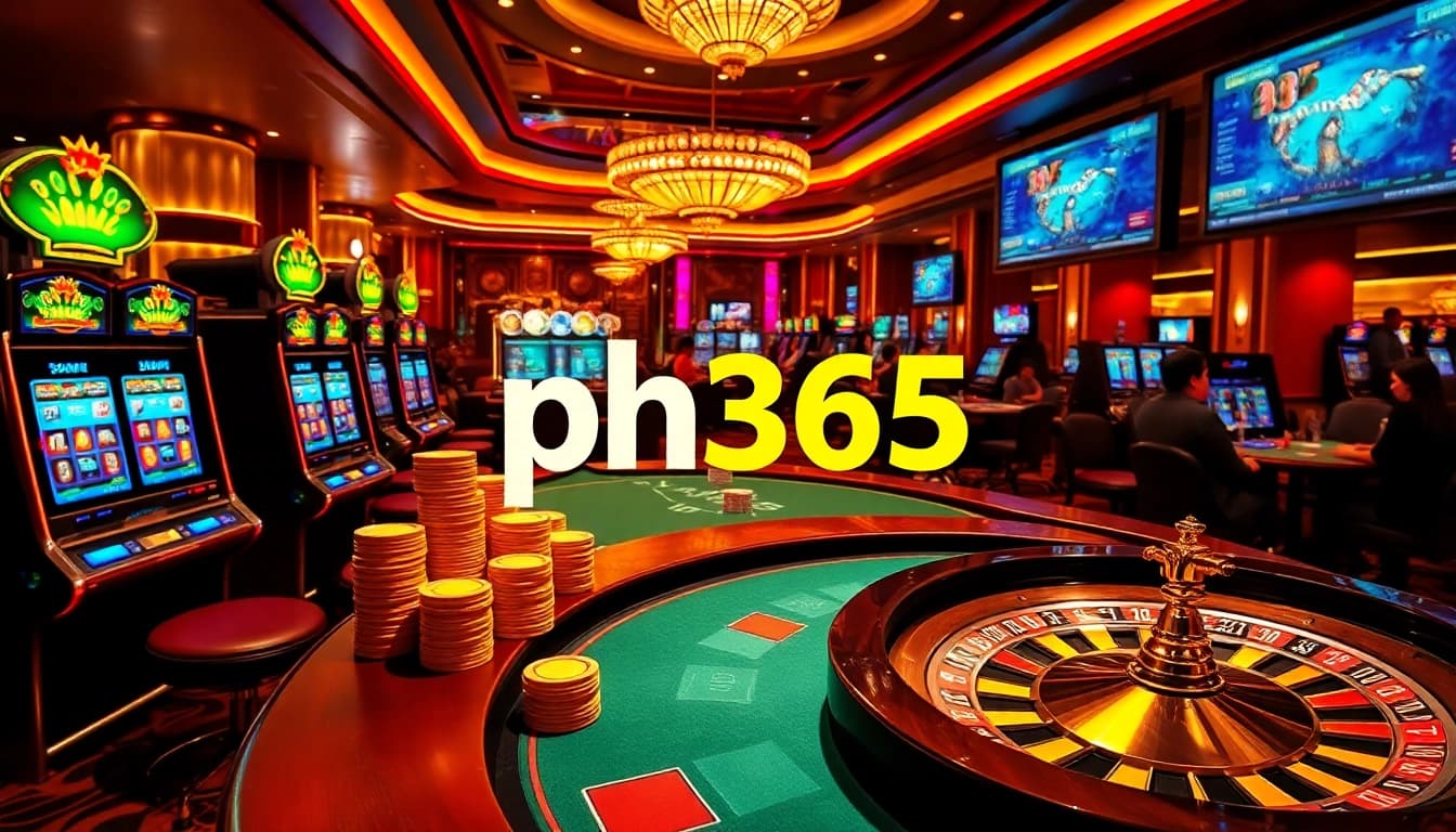 Experience the excitement of ph365 casino games with vibrant slot machines and poker tables.