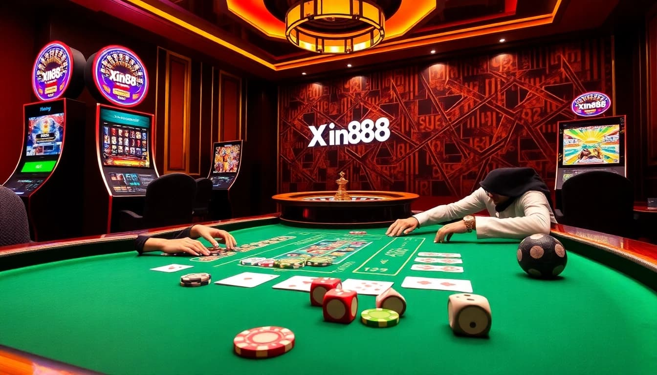 Experience the thrill of gambling at Xin88 online casino with vibrant poker and roulette action.