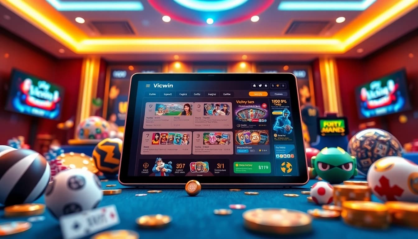 Vicwin online gaming platform highlighting exciting gambling opportunities and user engagement.