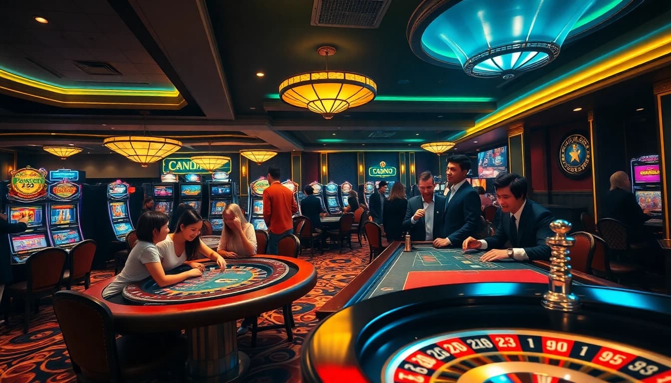 Experience the excitement of betting at SODO66 casino with vibrant tables and players engaged in thrilling gameplay.