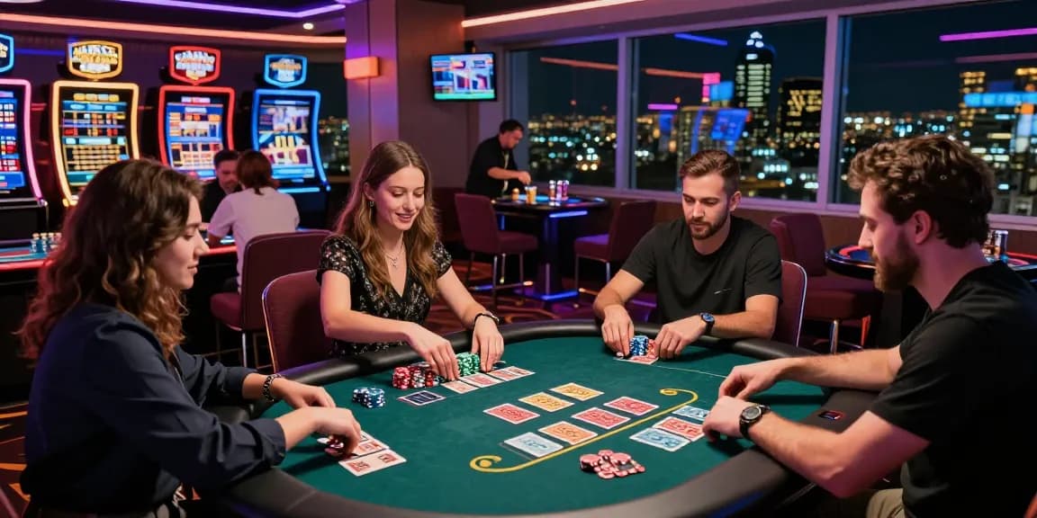 Exciting gambling scene at https://663bet.com.pk/, featuring lively card games and vibrant casino atmosphere.