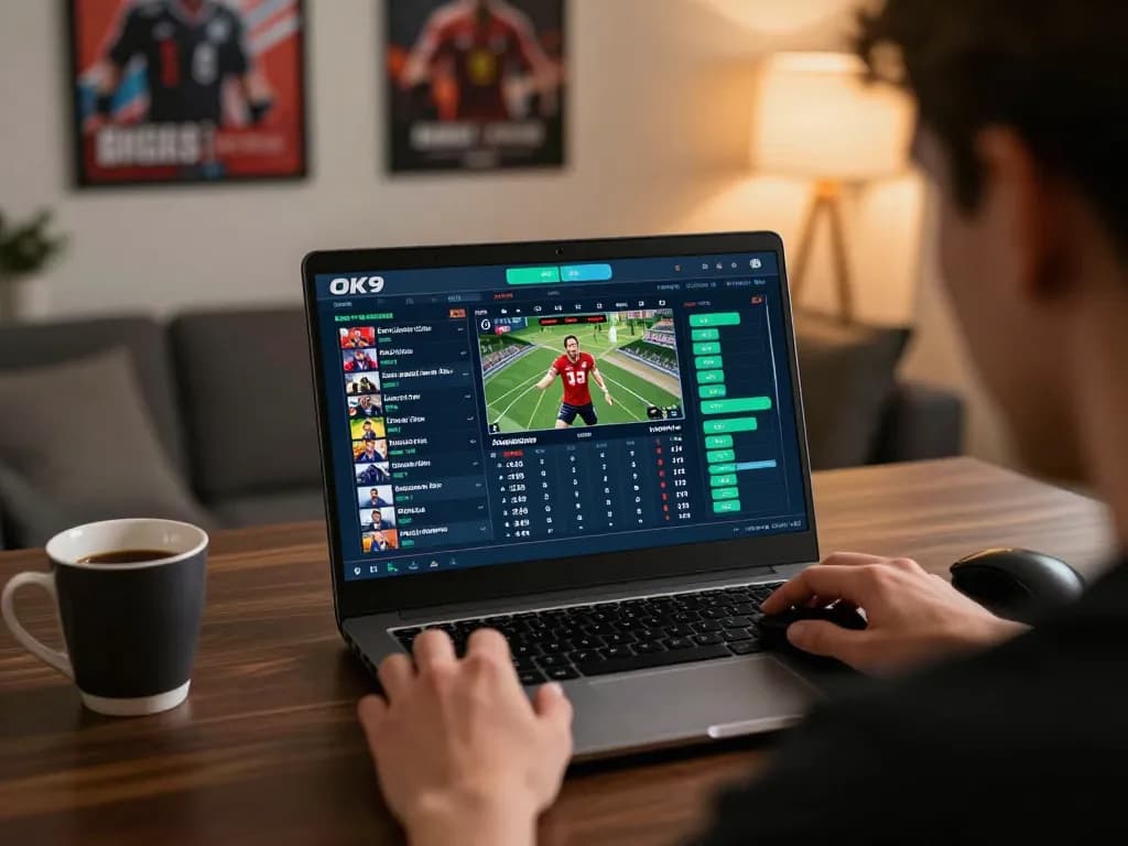 Betting on OK9’s platform while engaging with live sports action on-screen