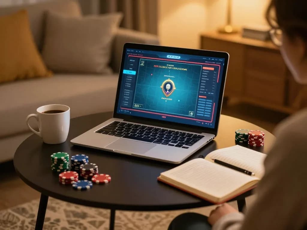 Online poker gameplay with strategies noted, featuring 주소모음 for better gambling odds.