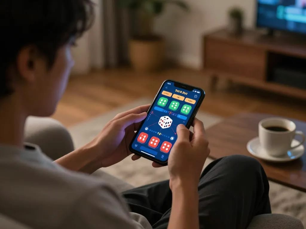 Tài xỉu online gameplay captured with a player engaged in betting through their mobile device