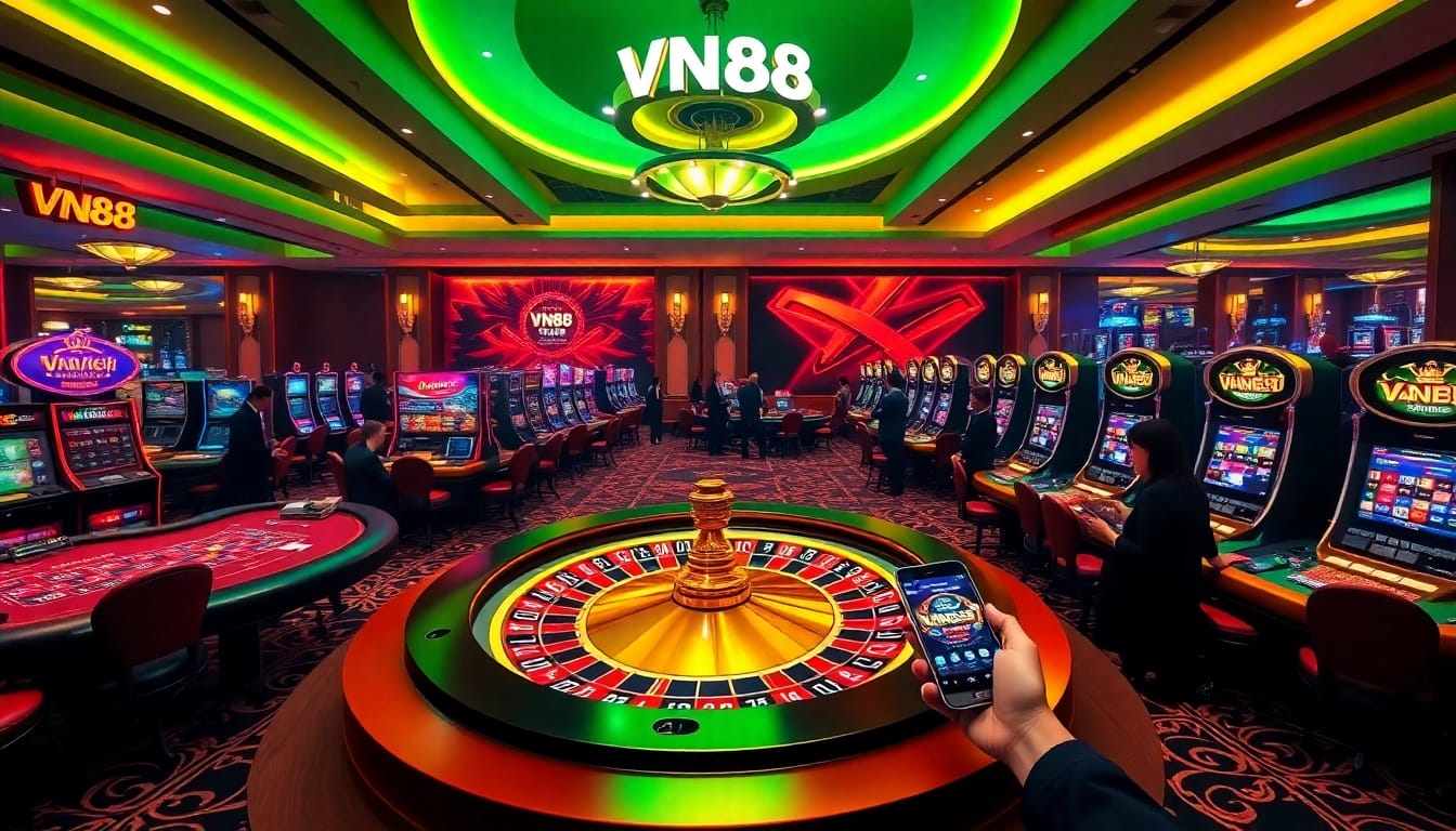 Experience the excitement of vn88 casino with modern tables and vibrant betting displays.