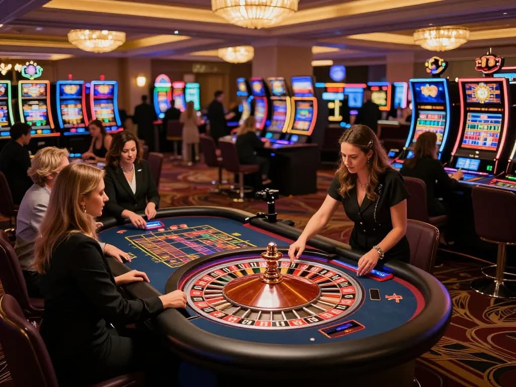 Players enjoying the excitement of go99 roulette at a luxurious casino.