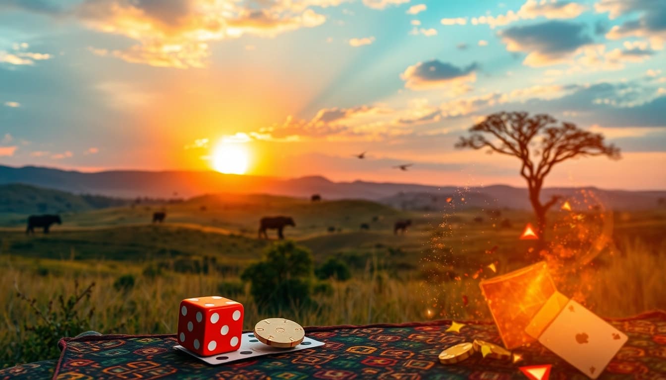 African landscape incorporating gaming elements depicts vibrant Africa igaming news trends.