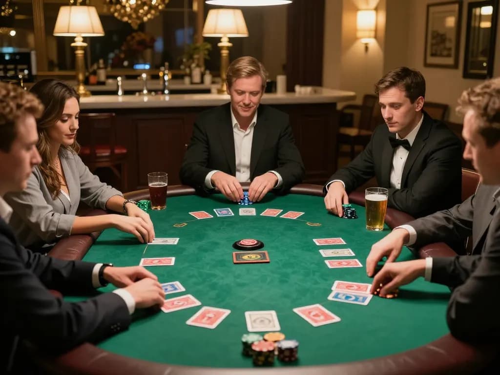A captivating home poker game scene at c168.com showcasing players actively competing and enjoying friendly rivalry