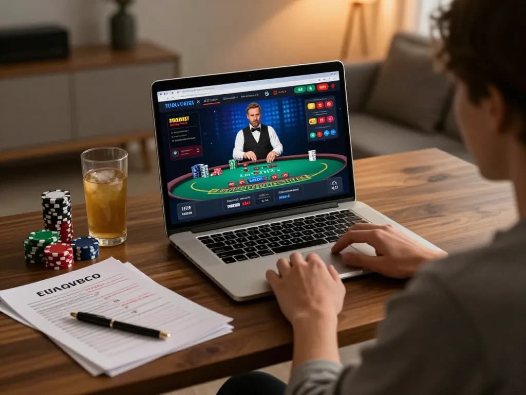 Player engaging in live dealer blackjack at home through xo88, showcasing interactive online gambling experience.