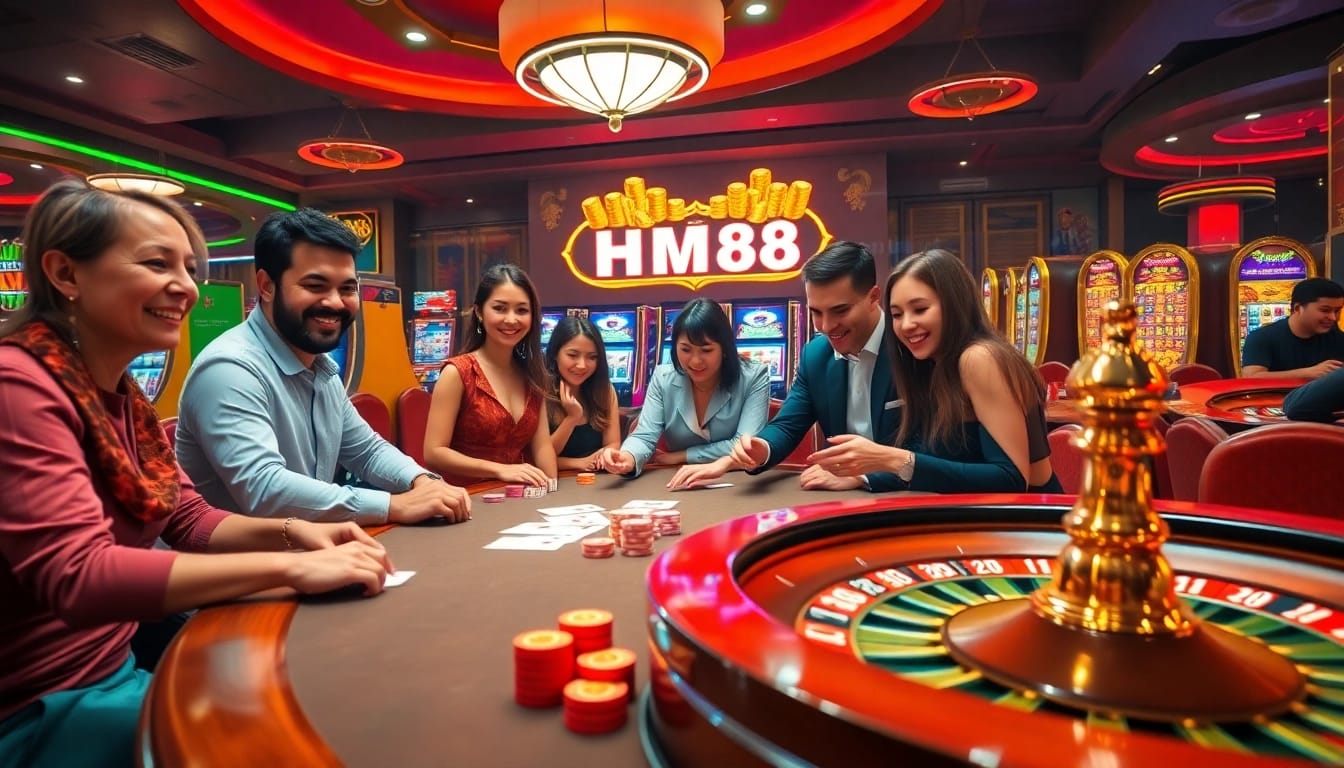 Enjoy a thrilling gambling experience at hm88, featuring lively casino games and vibrant visuals.