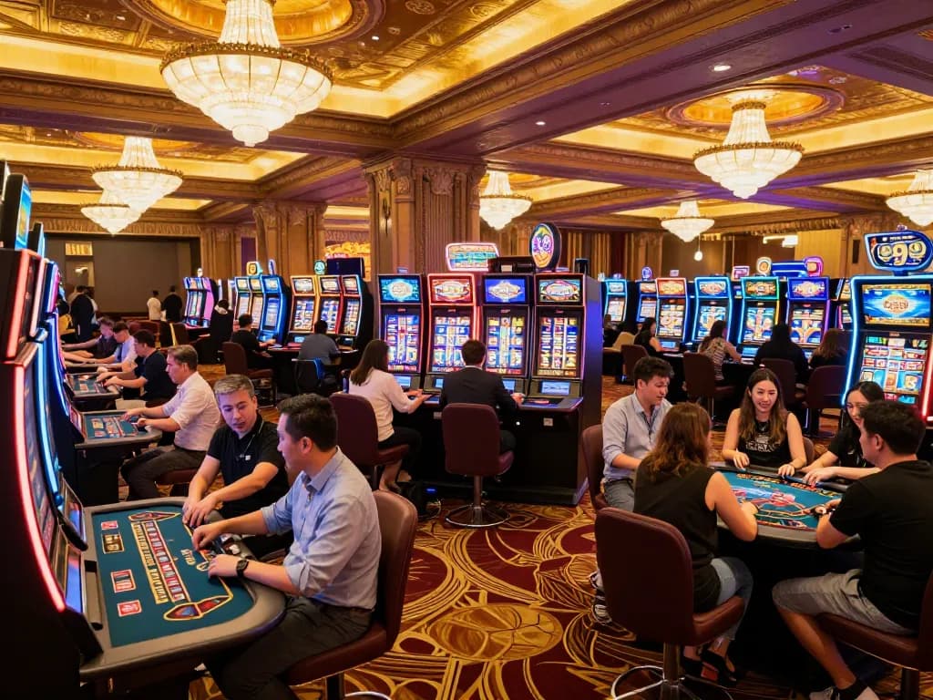 Players enjoying the thrilling slots experience at 99Win casino floor.