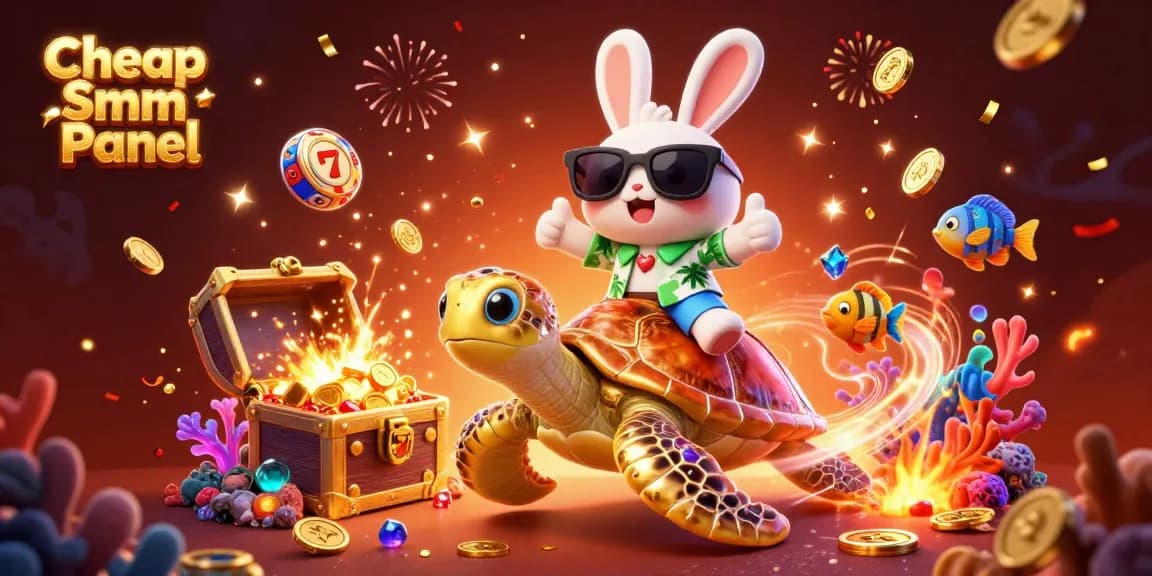 Boost your social media presence with Cheap Smm Panel through colorful casino-themed elements and characters.