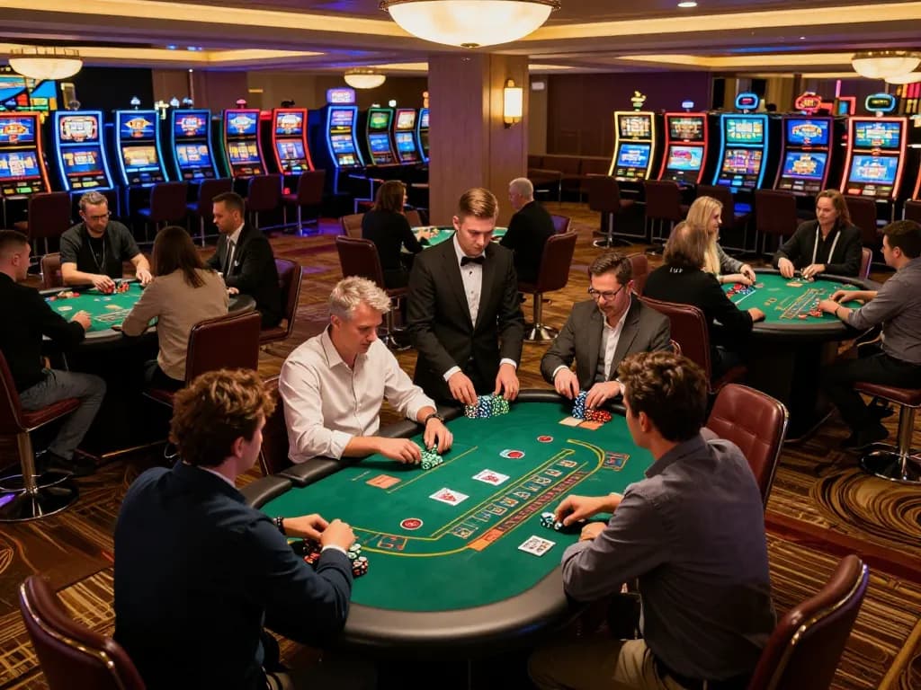 Alev Casino players engaged in a thrilling blackjack game with vibrant atmosphere