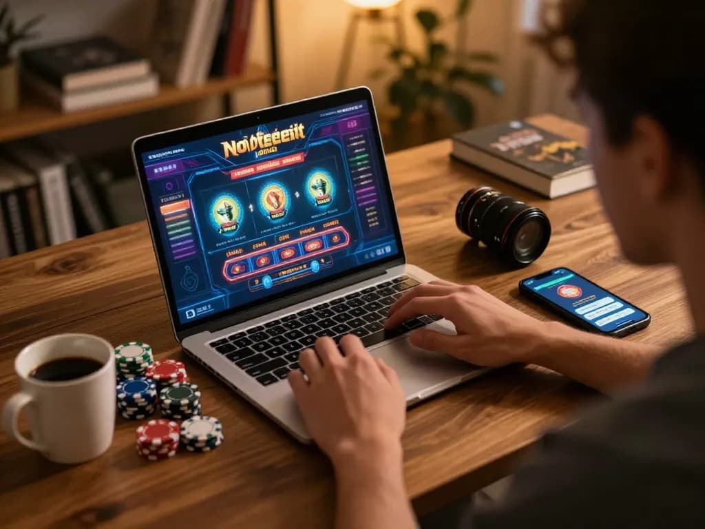 Experience the thrill of claiming a No Deposit Bonus while playing online casino games at home.