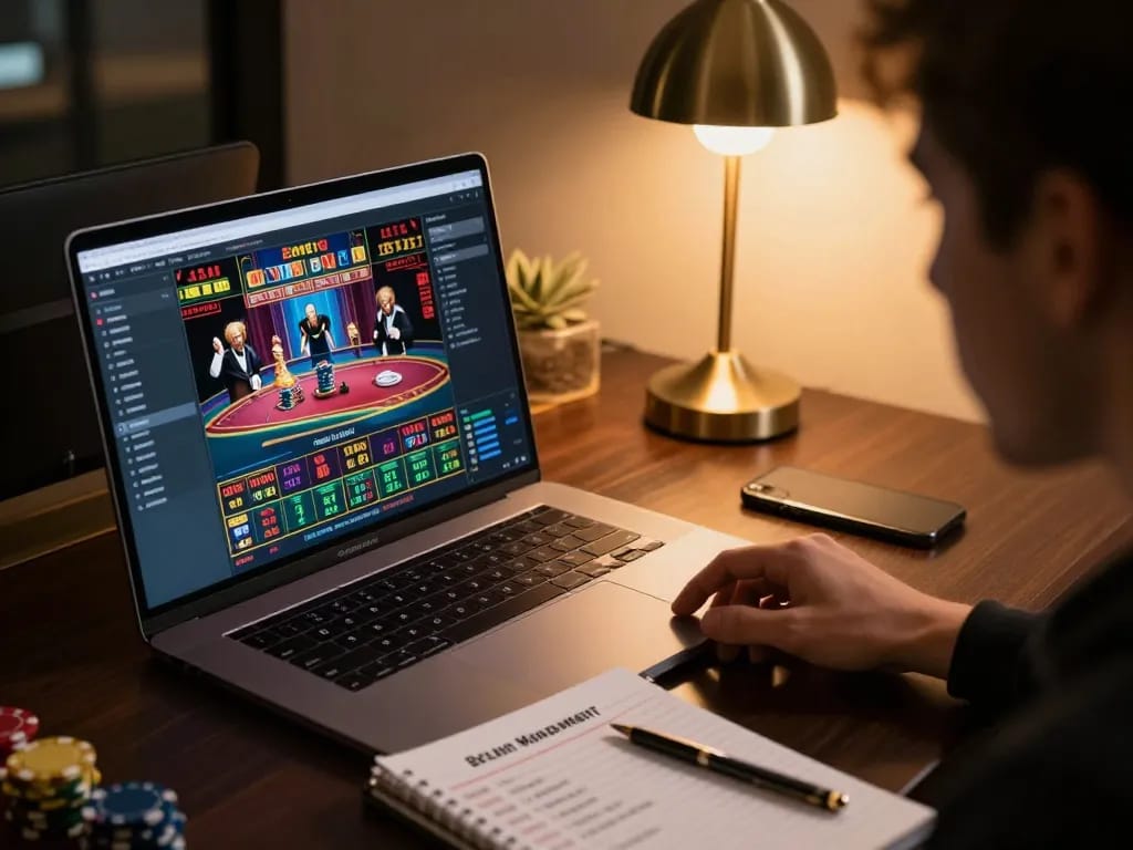 Engaging online gambler analyzing F168 strategies during an intense betting session
