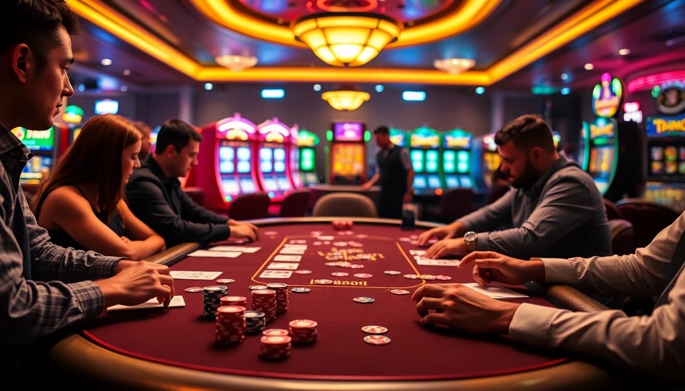 Players experiencing high-stakes poker at 88nn casino, immersed in a thrilling atmosphere.