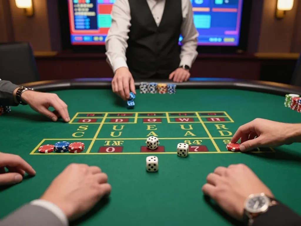 Sicbo dice rolling excitement in an online casino game setup, with vibrant layouts and player engagement.