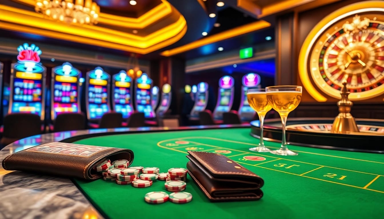 Experience the thrill of 88aa featuring vibrant casino elements like poker chips, roulette, and slot machines.