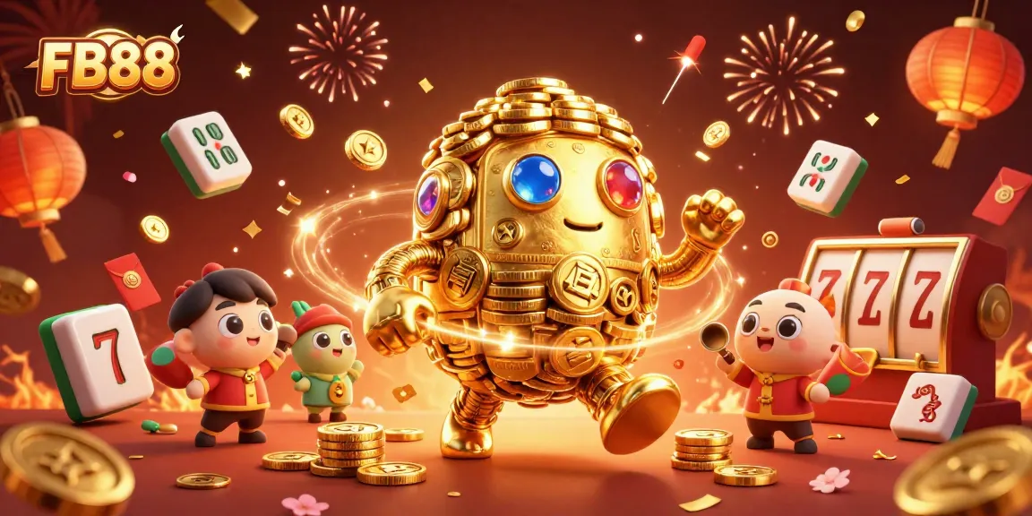 FB88 offers an engaging gaming experience with vibrant visuals featuring a golden golem and rich casino elements.