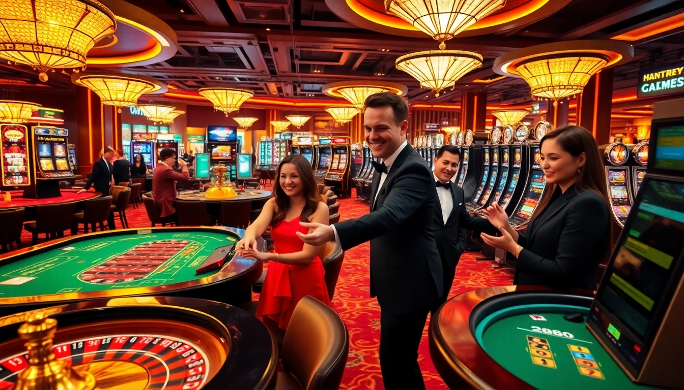 C168 casino scene with players enjoying various games like blackjack and roulette.