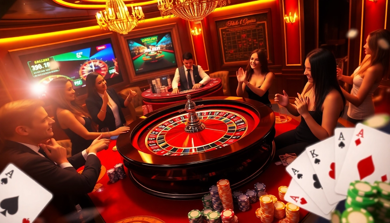 A roulette table scene at https://onew88.com/ captures the thrill of casino gaming with players celebrating wins.