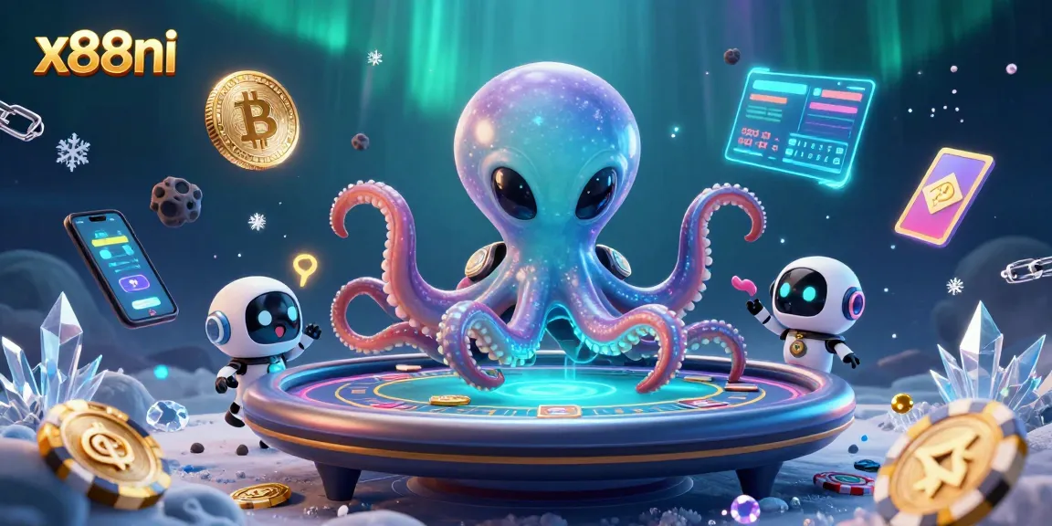 Experience dynamic gameplay at x88ni with an alien octopus running a holographic poker game.