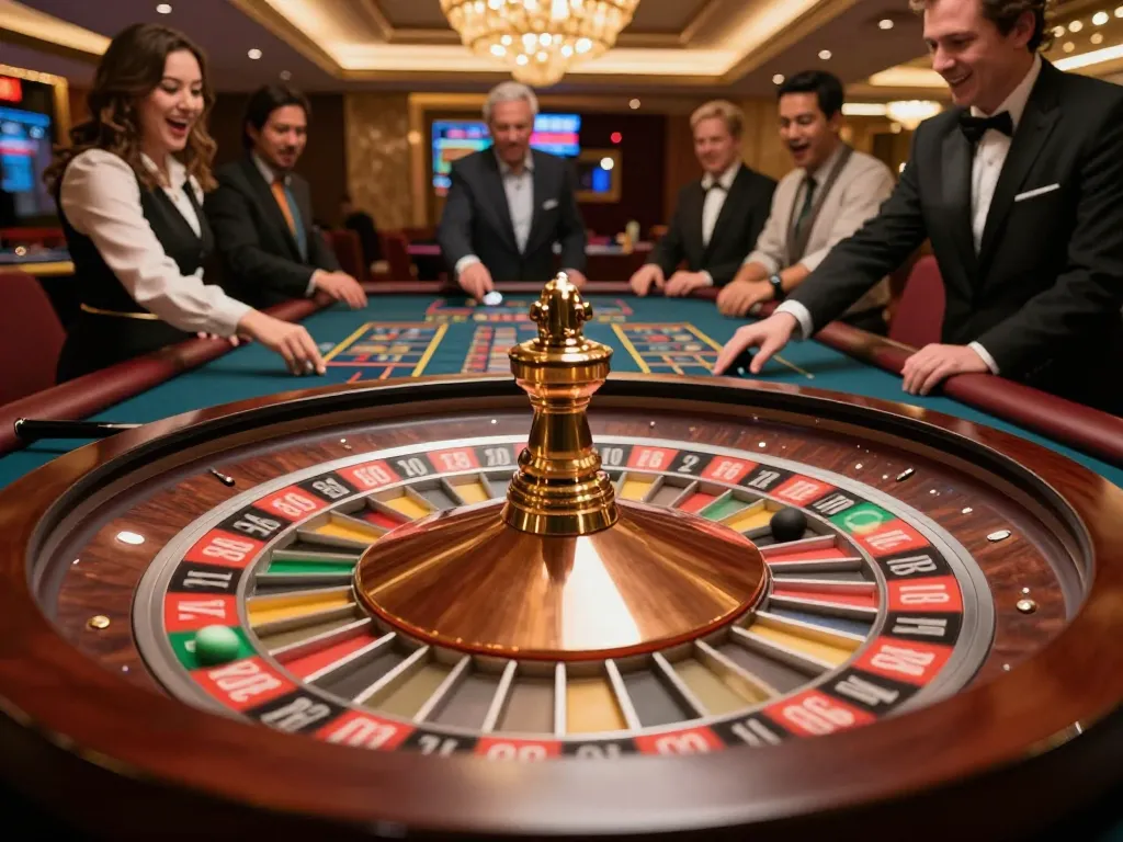 Action-packed roulette game at SC88 casino with players engaged in betting and croupier spinning the wheel.