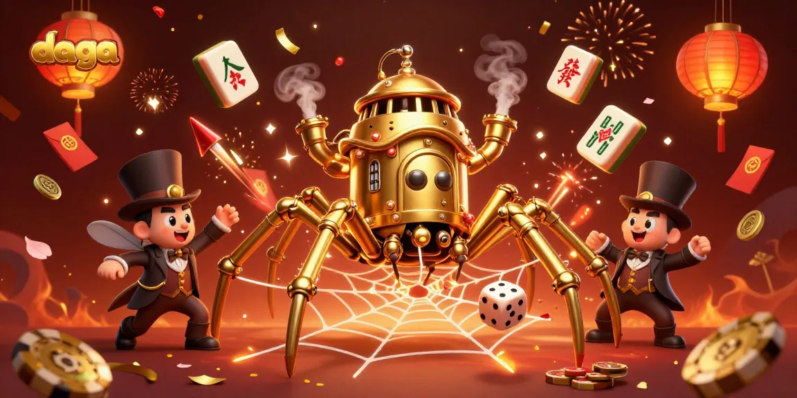 Daga players enjoy betting in a captivating 3D casino illustration of a golden spider web.