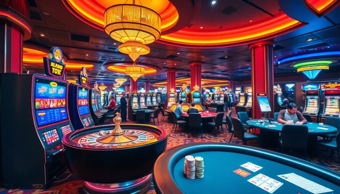 Engaging scene of ecstatic gamblers enjoying games at lazadatoto's luxurious casino.