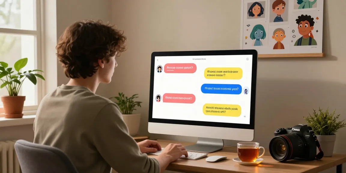 User engaging with crush on ai chatbot in a cozy home office setting