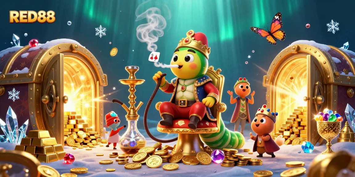 Experience RED88's thrilling gaming adventure with an energetic casino-themed illustration featuring vibrant symbols of luck.