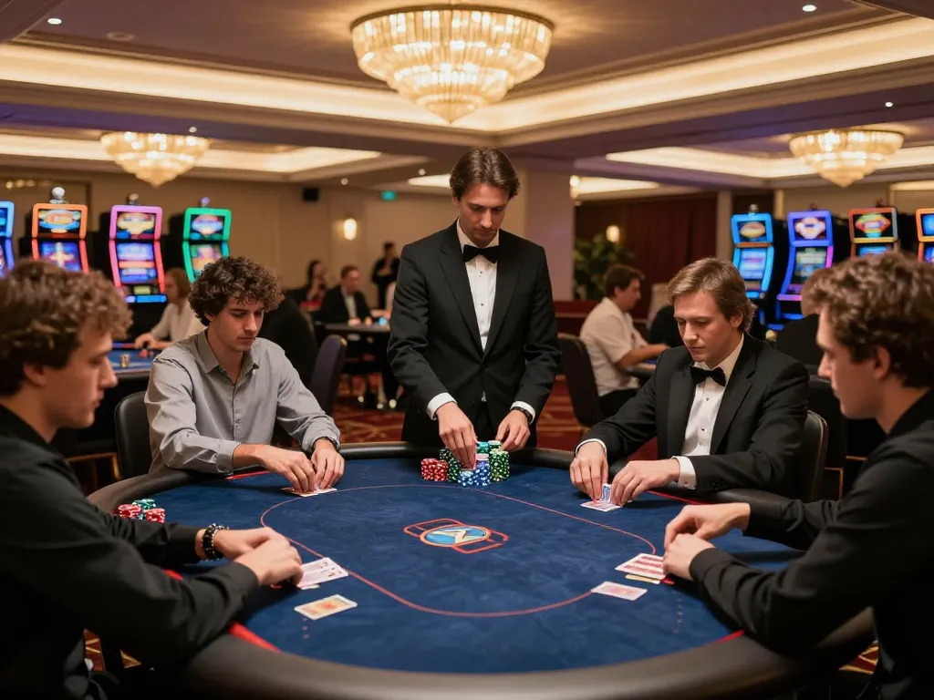 Players enjoying exciting poker hands at mpo sport in a luxurious casino setting with vibrant atmosphere.