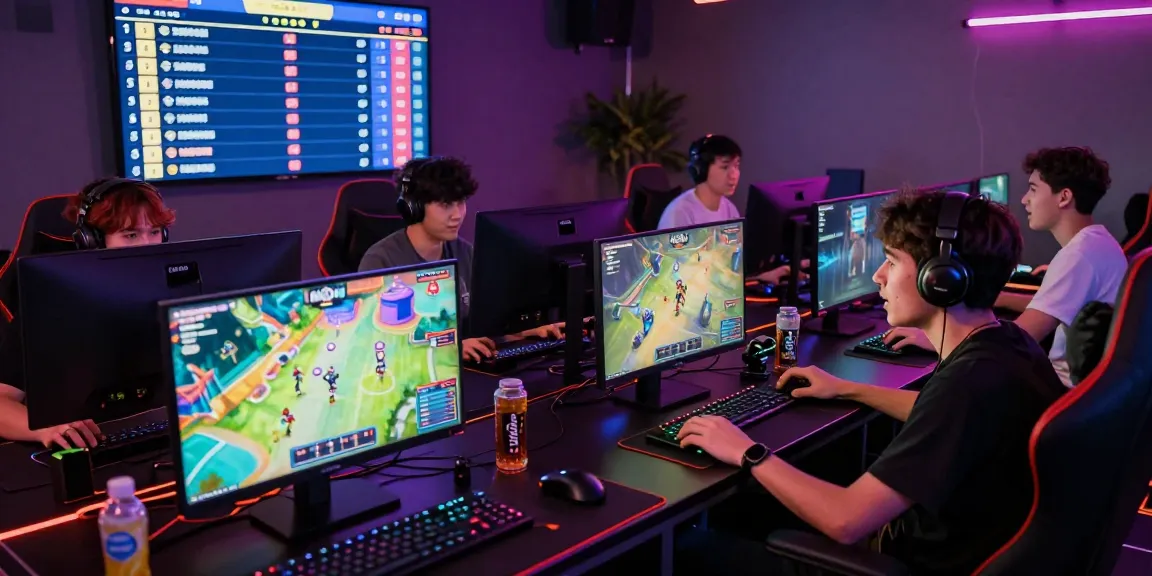 Gamers engaged in an online session at mahajitu gaming lounge, showcasing vibrant atmosphere and community.