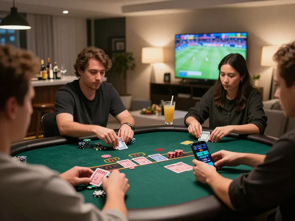 Players enjoying blackjack at home using the 888New app for strategic gaming